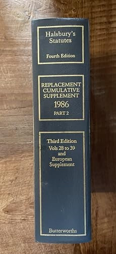 Halsbury's Statutes, 4th Edition, Replacement Cumulative Supplement, 1986 Part 2