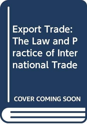 Schmitthoff's Export Trade