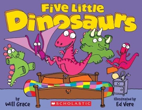 Five Dinosaurs Jumping on the Bed