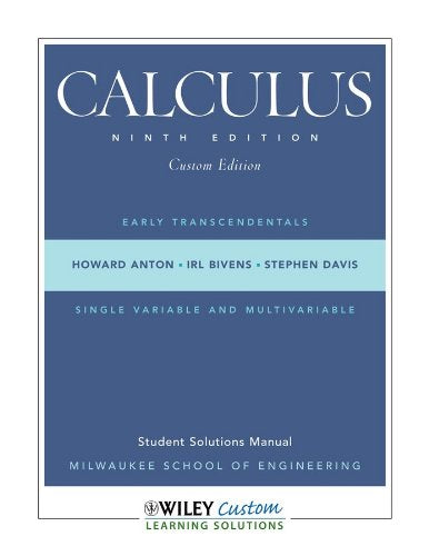 Calculus Early Transcendentals Combo Custom Student Solutions Manual