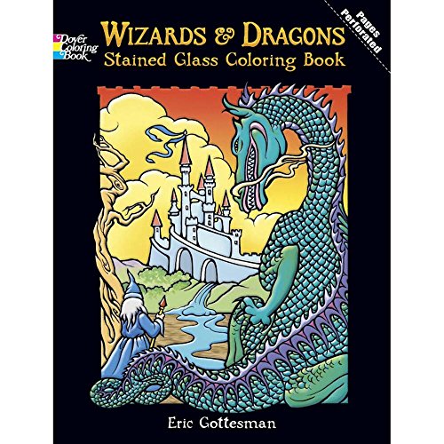 Wizards and Dragons Stained Glass Coloring Book
