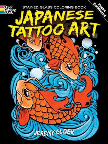 Japanese Tattoo Art Stained Glass Coloring Book