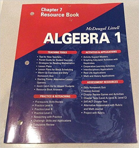 McDougal Littell High School Math: Chapter 3 Resource Book Algebra 1