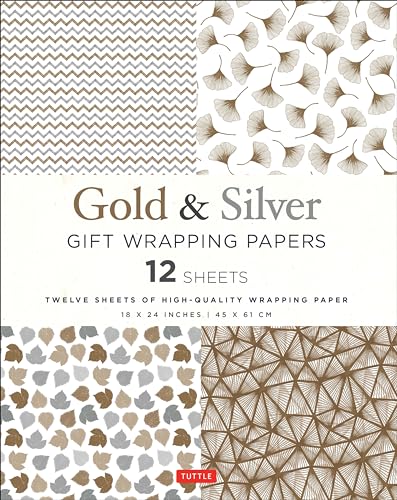 Silver and Gold Gift Wrapping Papers - 12 Sheets