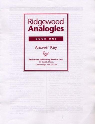 Ridgewood Analogies Book One Answer Key