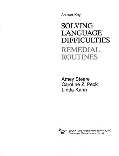 Solving Language Difficulties Remedial Routines Answer Key