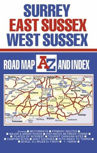 Surrey, E Sussex and W Sussex Road Map