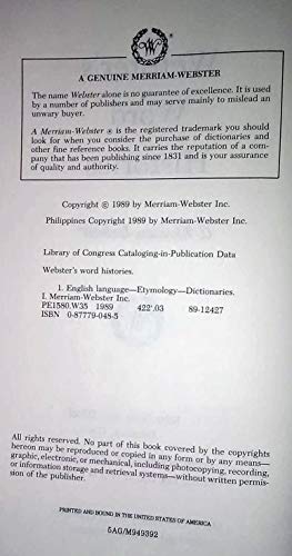 Webster's Word Histories