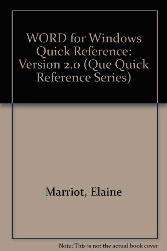 WORD for Windows Quick Reference