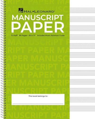Standard Wirebound Manuscript Paper Green Cover 12 Staves Per Page Music Notation Guide for Composers Students and Musicians Hal Leonard Spiral-Bound Staff Paper