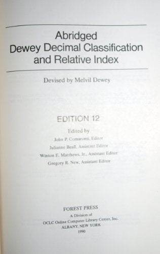 Dewey Decimal Classification and Relative Index