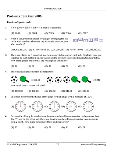 Math Kangaroo Competition Problems and Solutions Grades 5 and 6 Volume I