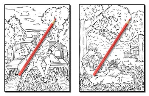 Country Romance Coloring Book: An Adult Coloring Book with Charming Country Life, Loving Couples, Beautiful Flowers, and Romantic Scenes for Relaxation