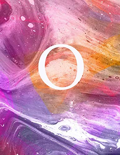 O: Monogram Initial O Notebook for Women and Girls-Multi-Color Swirl-120 Pages 8.5 x 11