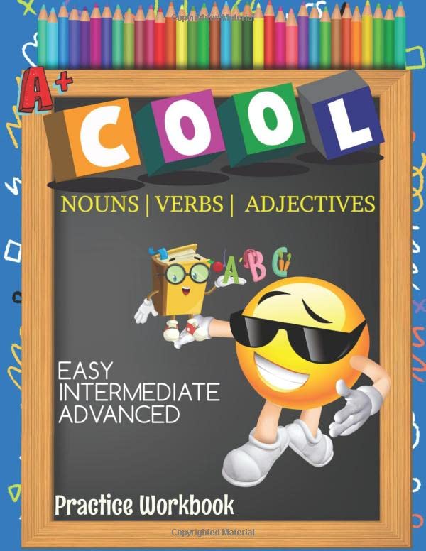 Cool Nouns Verbs Adjectives Easy Intermediate Advanced Practice Workbook: Kids Emoji Homeschool Curriculum Grammar Word Search, Unscramble, Spelling List Activity Notebook Language Arts