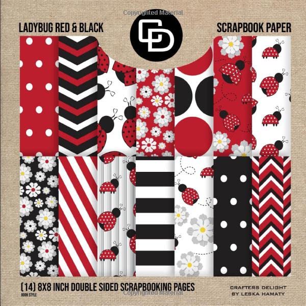 Ladybug Red  Black Scrapbook Paper  x Inch Double Sided Scrapbooking Pages Book Style Crafters Delight by Leska Hamaty
