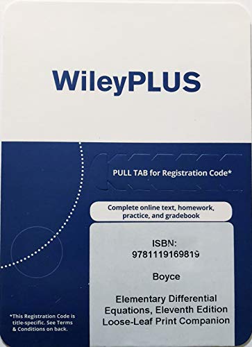 Elementary Differential Equations, Eleventh Edition Wileyplus Card