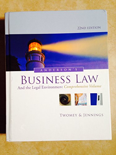 Anderson's Business Law and the Legal Environment, Standard Volume