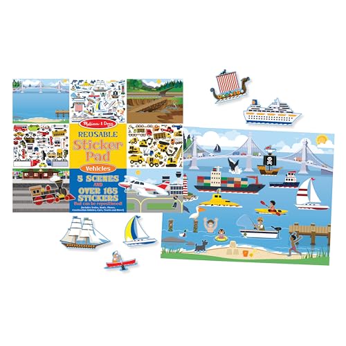 Melissa & Doug Reusable Sticker Pad: Vehicles - 165+ Reusable Stickers Melissa & Doug Kids Reusable Sticker Pad: Trucks, Trains, Planes, Cars and Construction Vehicle Reusable Stickers - FSC Certified