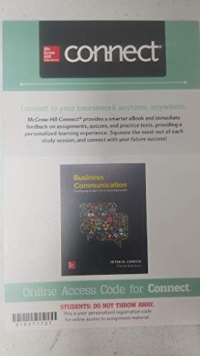 Business Communication: Developing leaders for a network world Standalone Connect Access