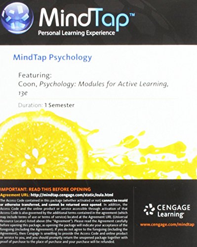 MindTap Psychology Printed Access Card for Coon/Mitterer's Psychology: Modules for Active Learning