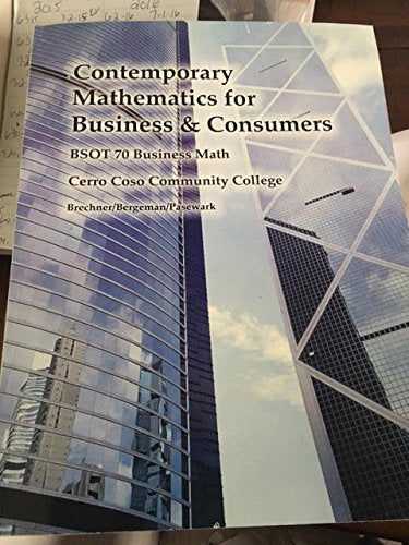 Contemporary Mathematics for Business and Consumers