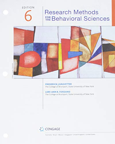 Research Methods for the Behavioral Sciences th Edition LooseLeaf Version