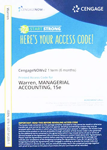 Bundle: Managerial Accounting, Loose-Leaf Version, 15th + Cnowv2, 1 Term Printed Access Card