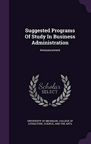 Suggested Programs Of Study In Business Administration