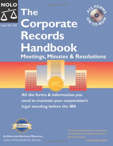 Corporate Records Handbook With CD