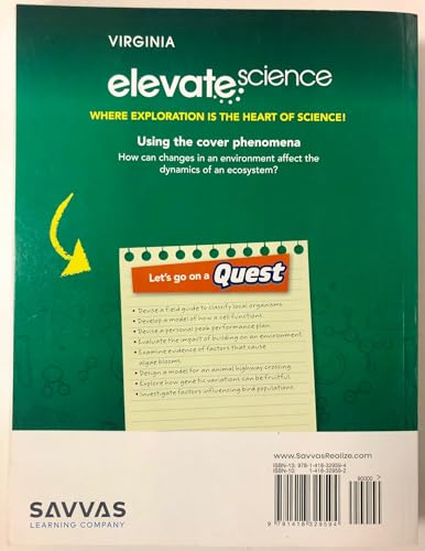 ELEVATE MIDDLE GRADE SCIENCE 2021 VIRGINIA LIFE STUDENT EDITION GRADE 7