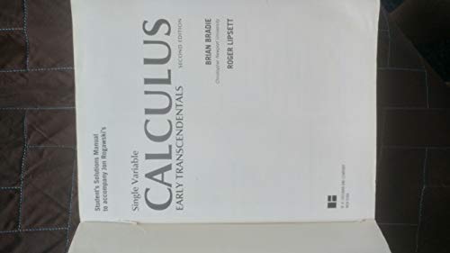 Single Variable Calculus, Early Transcendentals Student's Solutions Manual