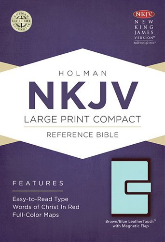 NKJV Large Print Compact Reference Bible, Brown/Blue