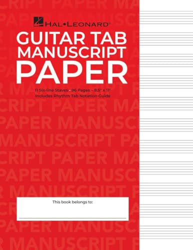 Guitar Tablature Manuscript Paper Wire-Bound Blank Sheet Music Book 11 Tablature Staves Per Page for Guitarists and Composers