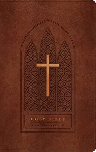 KJV Thinline Reference Bible, Filament Enabled (Leatherlike, Reverent Cross Dark Brown, Red Letter)