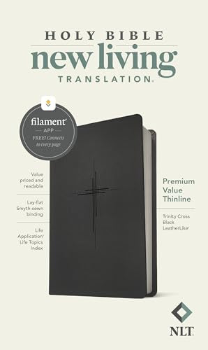 NLT Premium Value Thinline Bible, Filament-Enabled Edition (Leatherlike, Trinity Cross Black)