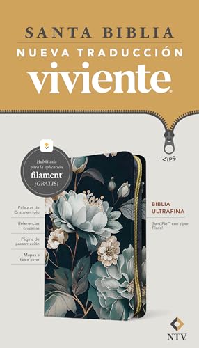 Biblia Ultrafina Ntv de Ziper, Con Filament (Sentipiel, Floral, Letra Roja)