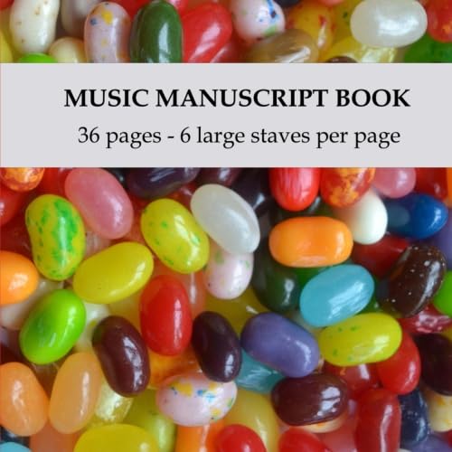 Music Manuscript Book: Kids manuscript paper - large stave manuscript paper, 6 staves per page