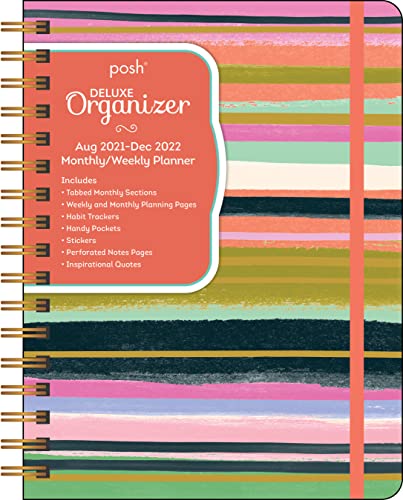 Posh: Deluxe Organizer (Brushstroke Stripe)17-Month 2021-2022 Monthly/Weekly Planner Calendar