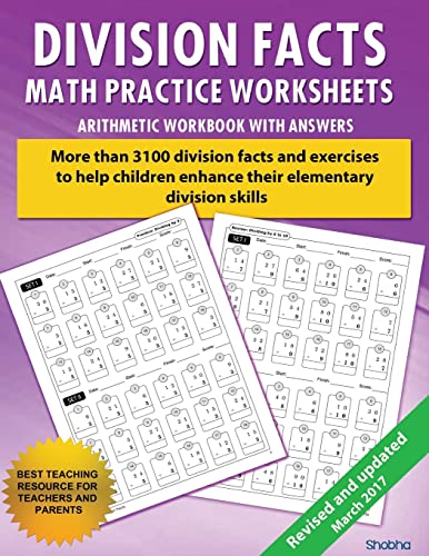 Division Facts Math Practice Worksheet Arithmetic Workbook With Answers