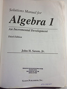 Saxon Algebra 1 Solutions Manual Third Edition 