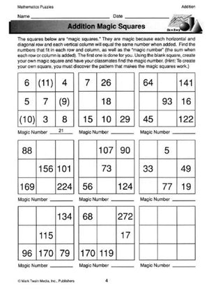Mathematics Puzzles, Grades 4 - 12