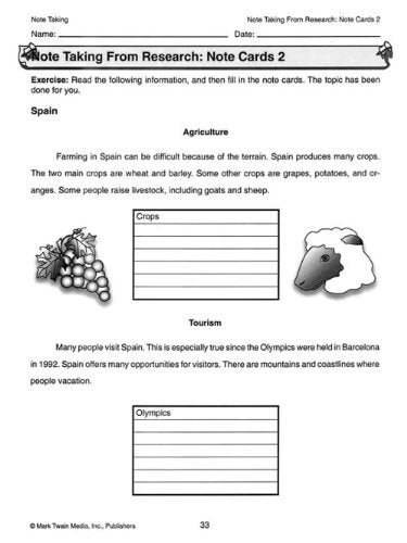 Note Taking, Grades 4 - 8