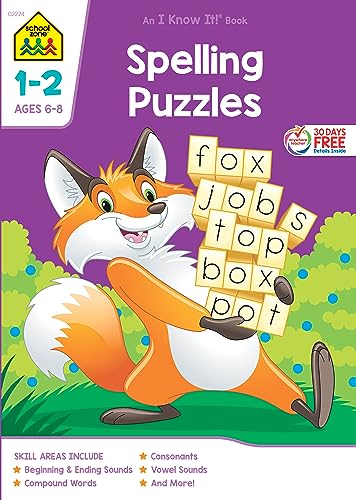 School Zone Spelling Puzzles Grades 1-2 Workbook