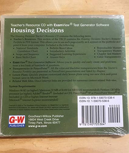 Housing Decisions Teacher's Resource Cd With Examview