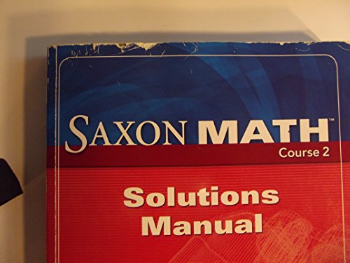 Saxon Math Course 2 Solutions Manual