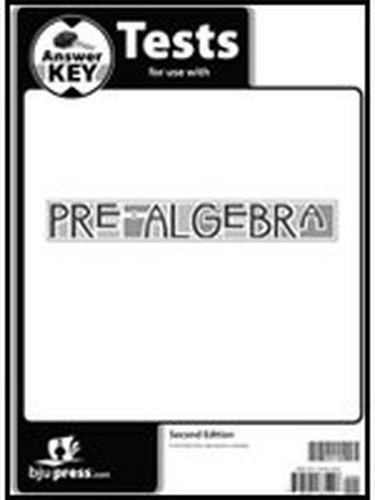 Pre Algebra Grade 8 Testpack Answer Key 2nd Edition