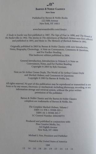 The Complete Sherlock Holmes, Volume I (Barnes & Noble Classics Series)