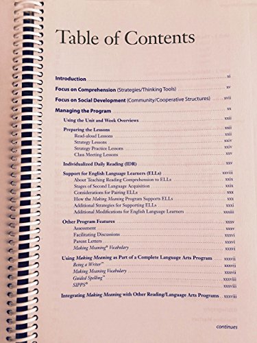 Making Meaning, 2nd Ed., Teacher's Manual, Grade 1