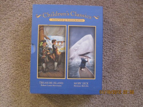 Adventure Classics for Young Readers Four Books: Treasure Island, Moby Dick, The Adventures of Huckleberry Finn, and The Adventures of Tom Sawyer